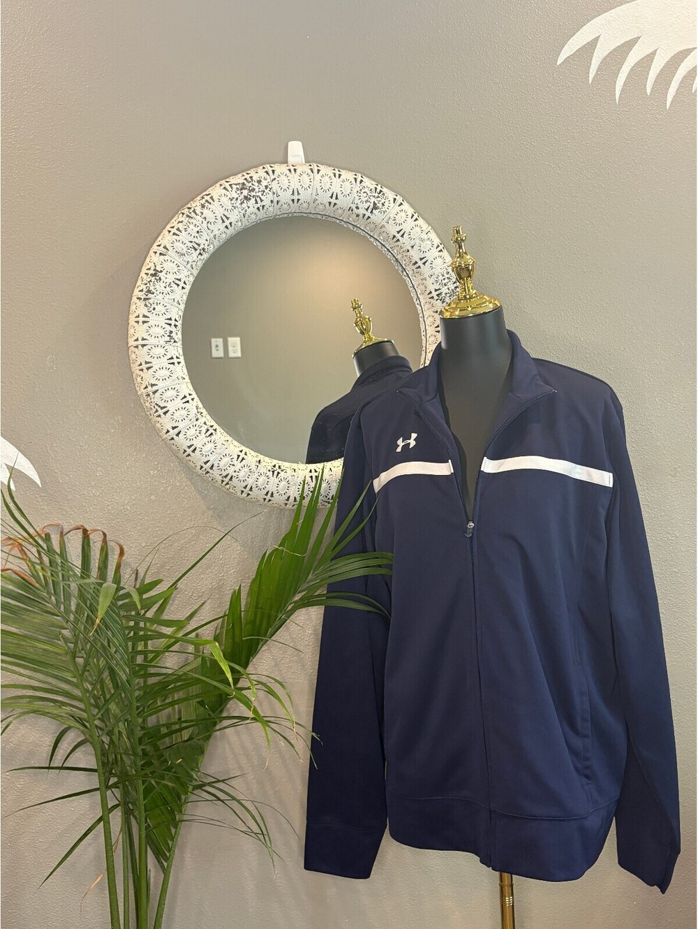 Under Armour Navy Blue Track Jacket with White Stripe